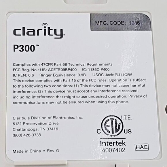 Plantronics Clarity P300 Big Buttons Amplified Volume Programmable Corded Phone - Picture 10 of 12